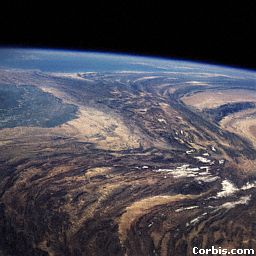 From space shuttle Atlantis picture of Pakistani mountain ranges.