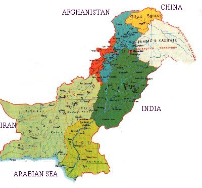 Official map of Islamic Republic of Pakistan.